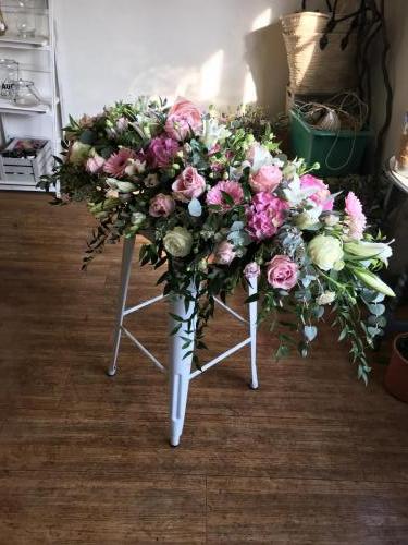 Pink & White Coffin Spray